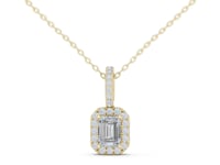 Emerald Halo Pendant with Pave Bail - Gold