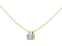 Emerald Cut Solitaire Pendant with Round Accent - Gold