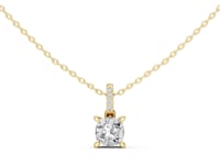 Cushion Solitaire Pendant with Pave Bail - Gold