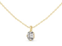 Claw-Prong Oval Solitaire Pendant - Large - Gold