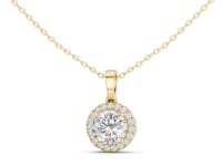 Classic Round Halo Pendant - Gold
