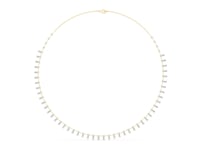 Pear and Round Diamond Fringe Necklace - Gold