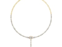 Mixed-Cut Diamond Y-Drop Necklace - Gold