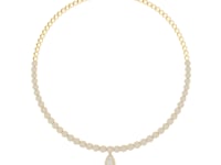 Halo Cluster Necklace with Pear Drop - Gold