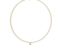 Diamond Tennis Necklace with Pear Drop - Gold