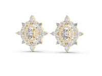 Sunburst Medallion Cluster Studs - Gold