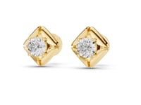 Wrapped Square Solitaire Studs - Gold