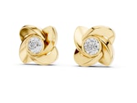 Rose Petal Bezel Solitaire Studs - Gold