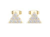 Pave Triangle Stud Earrings - Gold