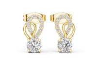 Pave Pear Loop Stud Earrings - Gold