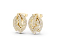 Pave Double Swirl Stud Earrings - Gold