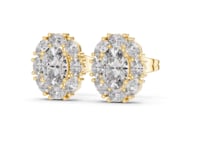 Oval Cluster Halo Studs - Gold