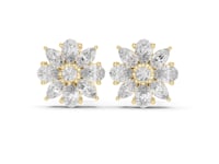 Marquise Starburst Cluster Studs - Gold