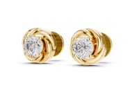 Love Knot Round Solitaire Studs - Gold