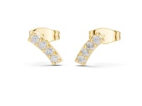 Angled Pave Bar Studs - Gold