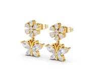 Blossom & Butterfly Drop Studs - Gold