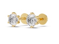 Six-Prong Tulip Round Studs - Gold