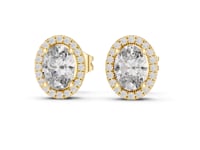 Vintage Oval Diamond Halo Studs - Gold