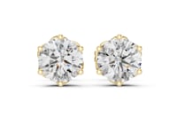 Six-Prong Round Crown Studs - Gold