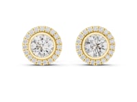 Scalloped Halo Round Studs - Gold