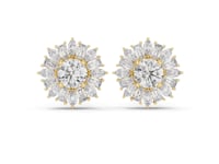 Round Sunflower Halo Studs - Gold