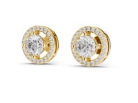 Round Halo Gallery Studs - Gold