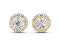 Round Double Halo Studs - Gold