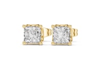 Princess-Cut Solitaire Studs - Gold