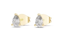 Petite Pear Diamond Trefoil Studs - Gold