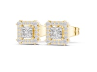 Princess Halo Square Studs - Gold