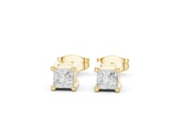 Petite East-West Emerald Studs - Gold