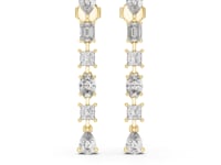 Pear, Emerald, Princess & Oval Line Ear Climbers - Gold