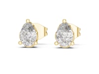 Pear Diamond Crown Gallery Studs - Gold