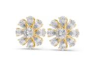 Pear Daisy Cushion Studs - Gold