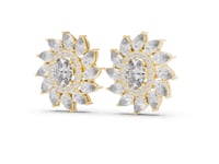Oval Sunburst Halo Studs - Gold
