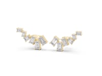 Emerald-Cut Diamond Chevron Climbers - Gold
