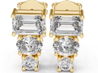 Emerald, Oval and Round Graduated Studs - Gold