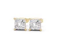 Classic Princess Solitaire Studs - Gold