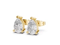 Classic Pear Solitaire Studs - Gold