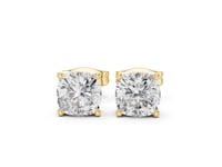 Classic Cushion Solitaire Studs - Gold