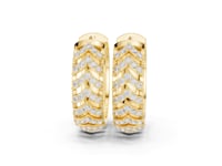 Vine Pattern Pave Huggie Hoops - Gold
