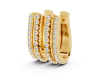 Triple Row Diamond Huggie Hoops - Gold