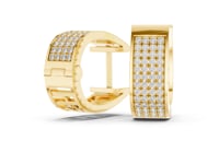 Wide Pave Huggie Hoops - Gold