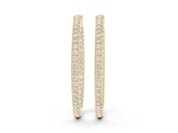 Slim Inside-Out Pave Hoops - Gold