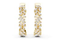 Scattered Baguette Diamond Hoop Earrings - Gold