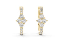Round Diamond Cluster Hoop Earrings - Gold
