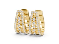 Scatter Panel Diamond Huggie Hoops - Gold