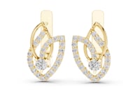 Pave Leaf Twist Earrings - Gold