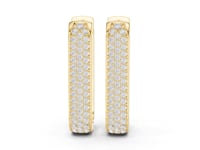 Pave Diamond Paperclip Link Hoops - Gold