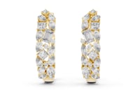 Mixed-Shape Diamond Cluster Hoops - Gold